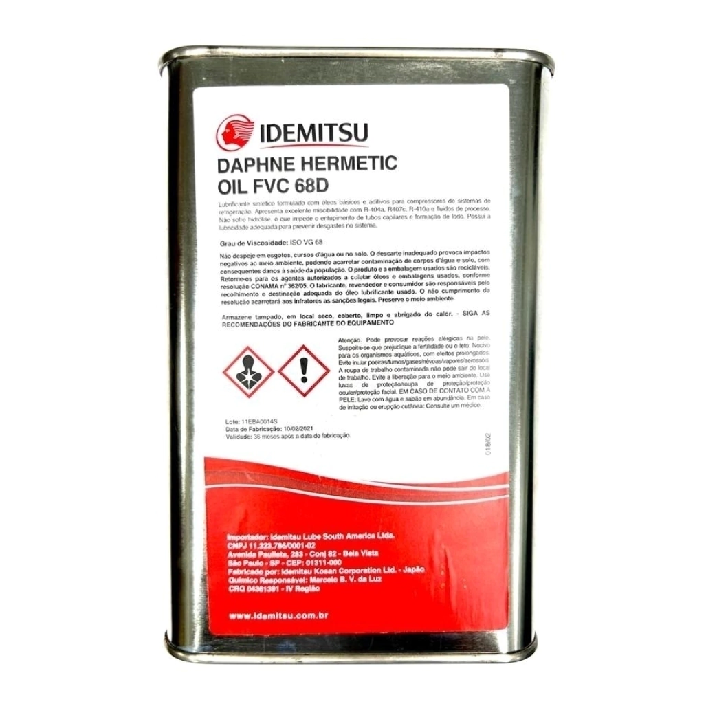 Informações adicionais do oleo lubrificante sintetico FVC68d Poliolester de 1 L