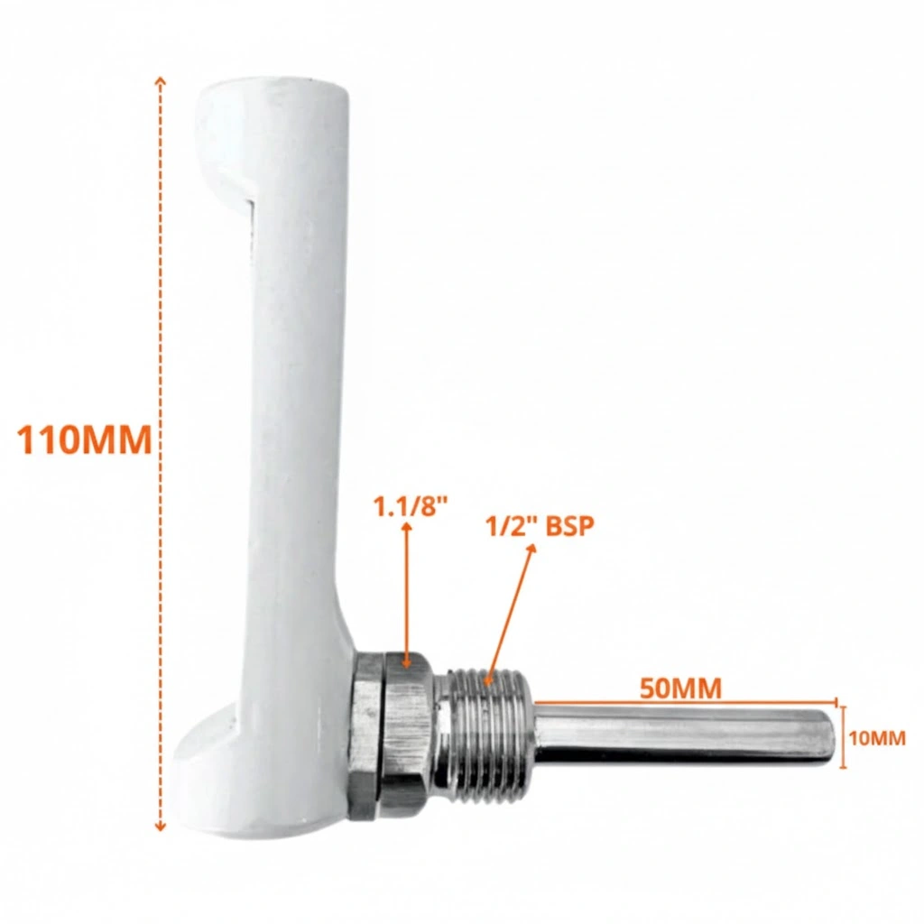 Medidas detalhadas do termometro capela angular 50mm